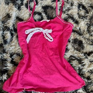 Vibrant Pink Camisole with Polka Dot Bow